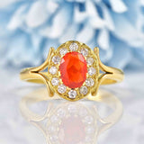 Ellibelle Jewellery Vintage Fire Opal & Diamond Gold Cluster Ring