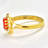 Ellibelle Jewellery Vintage Fire Opal & Diamond Gold Cluster Ring