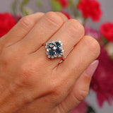 Ellibelle Jewellery Vintage Four-Stone Sapphire & Diamond 18ct White Gold Cluster Statement Ring