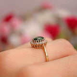 Ellibelle Jewellery Vintage Green Tourmaline & Diamond 18ct Gold Cluster Ring by Cropp and Farr
