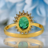 Ellibelle Jewellery Vintage Green Tourmaline & Diamond 18ct Gold Cluster Ring by Cropp and Farr