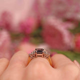 Ellibelle Jewellery Vintage Green Tourmaline & Diamond 18ct Gold Ring
