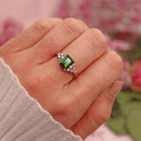Ellibelle Jewellery Vintage Green Tourmaline & Diamond 18ct Gold Ring