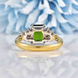Ellibelle Jewellery Vintage Green Tourmaline & Diamond 18ct Gold Ring
