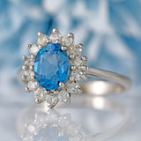 Ellibelle Jewellery Vintage London Blue Topaz & Diamond 18ct White Gold Cluster Ring