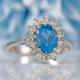 Ellibelle Jewellery Vintage London Blue Topaz & Diamond 18ct White Gold Cluster Ring