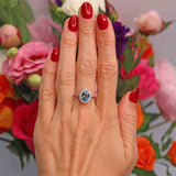 Ellibelle Jewellery Vintage London Blue Topaz & Diamond 18ct White Gold Cluster Ring