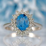 Ellibelle Jewellery Vintage London Blue Topaz & Diamond 18ct White Gold Cluster Ring
