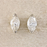 Ellibelle Jewellery Vintage Marquise-Cut Diamond & Platinum Stud Earrings (1.30cts)