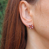 Ellibelle Jewellery Vintage Marquise-Cut Ruby & Diamond 18ct Gold Stud Earrings
