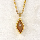 Ellibelle Jewellery Vintage Marquise-Shaped Andalusite & Diamond Gold Pendant Necklace