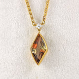 Ellibelle Jewellery Vintage Marquise-Shaped Andalusite & Diamond Gold Pendant Necklace