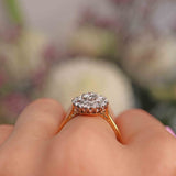 Ellibelle Jewellery Vintage Mid 20th-Century Diamond 18ct Gold Halo Cluster Ring