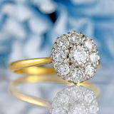 Ellibelle Jewellery Vintage Mid 20th-Century Diamond 18ct Gold Halo Cluster Ring