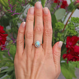 Ellibelle Jewellery Vintage Mid-Century Opal & Diamond 18ct Gold Platinum Cluster Ring