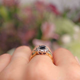 Ellibelle Jewellery Vintage Millenium Sapphire & Diamond 18ct Gold Cluster Ring
