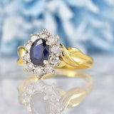 Ellibelle Jewellery Vintage Millenium Sapphire & Diamond 18ct Gold Cluster Ring