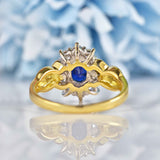 Ellibelle Jewellery Vintage Millenium Sapphire & Diamond 18ct Gold Cluster Ring