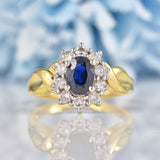 Ellibelle Jewellery Vintage Millenium Sapphire & Diamond 18ct Gold Cluster Ring