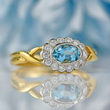 Ellibelle Jewellery Vintage Millennium Aquamarine & Diamond 18ct Gold Ring By Cropp and Farr