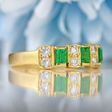 Ellibelle Jewellery Vintage Millennium Emerald & Diamond 18ct Gold Band Ring