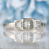 Ellibelle Jewellery Vintage Millennium Princess-Cut Diamond Platinum Three-Stone Engagement Ring (2.20cts)