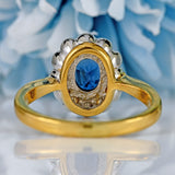 Ellibelle Jewellery Vintage Millennium Sapphire & Diamond 18ct Gold Cluster Engagement Ring