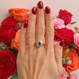 Ellibelle Jewellery Vintage Millennium Sapphire & Diamond 18ct Gold Cluster Engagement Ring
