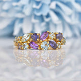Ellibelle Jewellery Vintage Multi-Gemstone 9ct Gold Cluster Ring