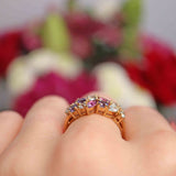 Ellibelle Jewellery Vintage Multi-Gemstone 9ct Gold Cluster Ring