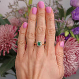 Ellibelle Jewellery Vintage Natural Emerald & Diamond 18ct Gold Cluster Ring (0.85ct)