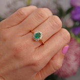 Ellibelle Jewellery Vintage Natural Emerald & Diamond 18ct Gold Cluster Ring (0.85ct)