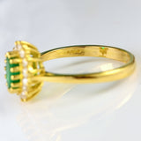 Ellibelle Jewellery Vintage Natural Emerald & Diamond 18ct Gold Cluster Ring (0.85ct)