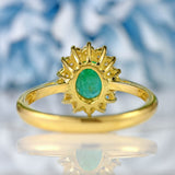 Ellibelle Jewellery Vintage Natural Emerald & Diamond 18ct Gold Cluster Ring (0.85ct)