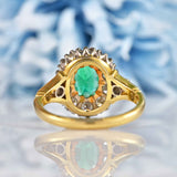 Ellibelle Jewellery Vintage Natural Emerald & Diamond 18ct Gold Cluster Ring