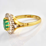 Ellibelle Jewellery Vintage Natural Emerald & Diamond 18ct Gold Cluster Ring