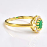 Ellibelle Jewellery Vintage Natural Emerald & Diamond 18ct Gold Cluster Ring By Cropp and Farr