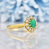 Ellibelle Jewellery Vintage Natural Emerald & Diamond 18ct Gold Cluster Ring By Cropp and Farr