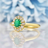 Ellibelle Jewellery Vintage Natural Emerald & Diamond 18ct Gold Cluster Ring By Cropp and Farr