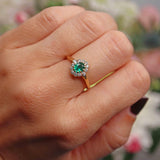 Ellibelle Jewellery Vintage Natural Emerald & Diamond 18ct Gold Cluster Ring By Cropp and Farr