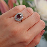 Ellibelle Jewellery Vintage Natural Ruby & Diamond 18ct Gold Cluster Ring