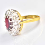 Ellibelle Jewellery Vintage Natural Ruby & Diamond 18ct Gold Cluster Ring