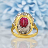 Ellibelle Jewellery Vintage Natural Ruby & Diamond 18ct Gold Cluster Ring