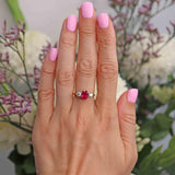 Ellibelle Jewellery Vintage Natural Ruby & Diamond 18ct Gold Three-Stone Engagement Ring (1.70cts)