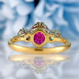 Ellibelle Jewellery Vintage Natural Ruby & Diamond 18ct Gold Three-Stone Engagement Ring (1.70cts)