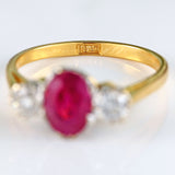 Ellibelle Jewellery Vintage Natural Ruby & Diamond 18ct Gold Three-Stone Engagement Ring (1.70cts)