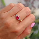 Ellibelle Jewellery Vintage Natural Ruby & Diamond 18ct Gold Three-Stone Engagement Ring (1.70cts)