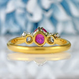 Ellibelle Jewellery Vintage Natural Ruby & Diamond 18ct Gold Three-Stone Engagement Ring