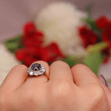 Ellibelle Jewellery Vintage Natural Sapphire & Diamond 18ct Gold Cluster Engagement Ring