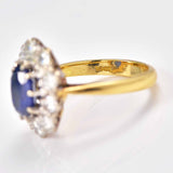 Ellibelle Jewellery Vintage Natural Sapphire & Diamond 18ct Gold Cluster Engagement Ring
